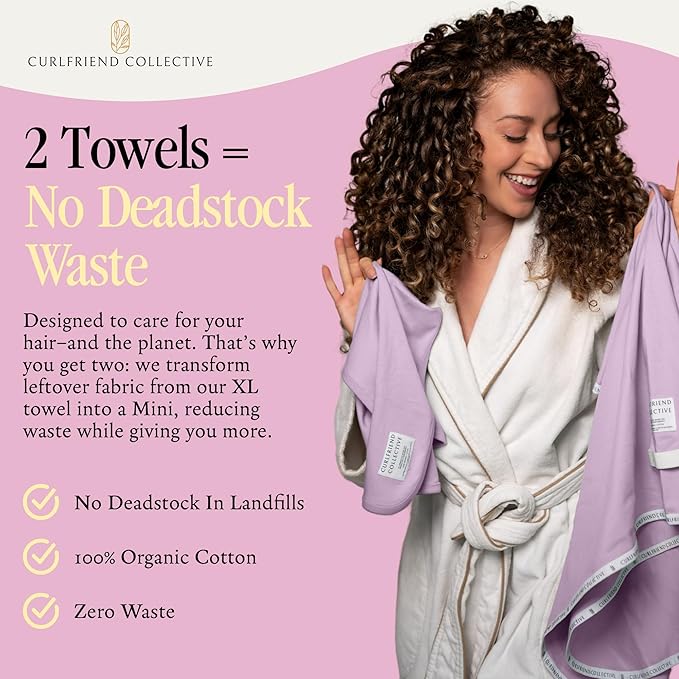 Curlfriend Collective Cotton Cloud T-Shirt Hair Towel Duo – Lilac Locks Hair - Image 7