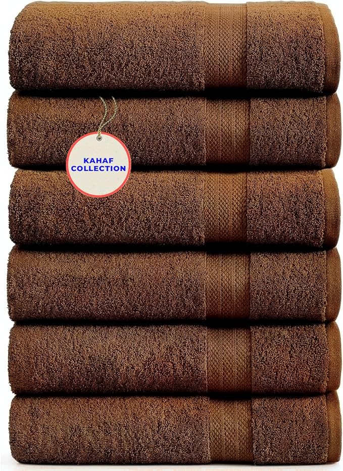 KAHAF COLLECTION 100% Cotton Bath Towels, 24x48 Pack of 6 Towels, Quick Dry by KAHAF+COLLECTION