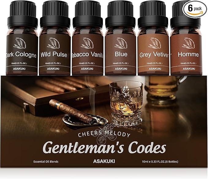 ASAKUKI Men Essential Oils Set for Diffuser, 6×10ml Cologne-Inspired Unisex by ASAKUKI