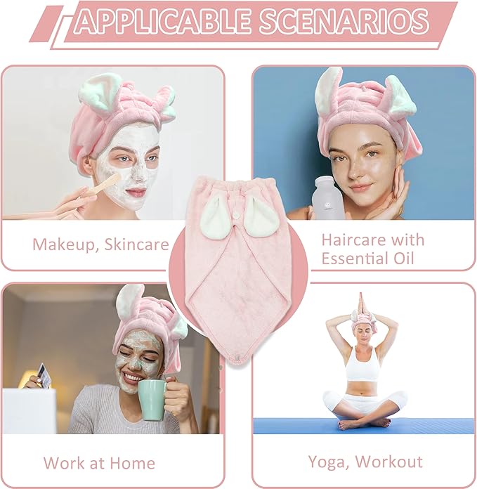 fhgnysm 2 Packs Microfiber Hair Towel, Hair Turbans - Image 7