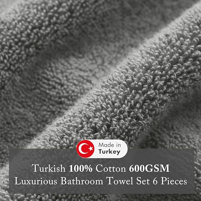 Madison Park Turkish 100% Cotton 600Gsm Luxury Premium Thick Soft Absorbent - Image 3