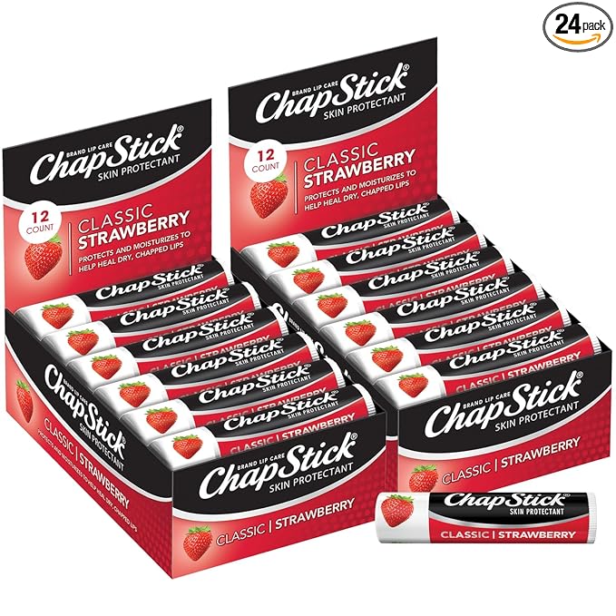 ChapStick Bulk Classic Strawberry Lip Balm, 24-Count – Tinted Lip Moisturizer by ChapStick