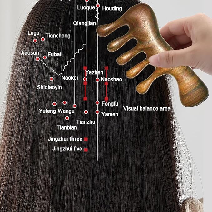 OULIGET Wood Gua Sha Massage Tools Set, Scraping Scalp Massage Comb, Natural - Image 6