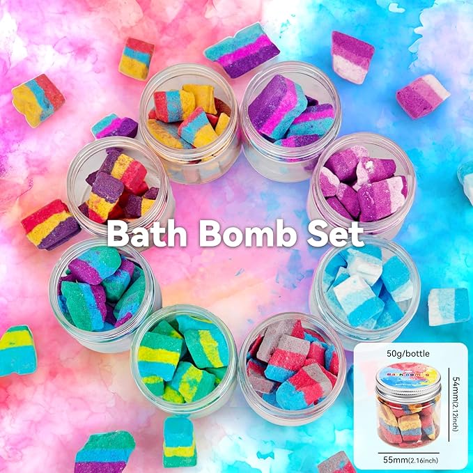 Bath Bombs Color Fizzies for Kids: 8 Pcs Scented Potion Bottles 14 Colors Water - Image 5