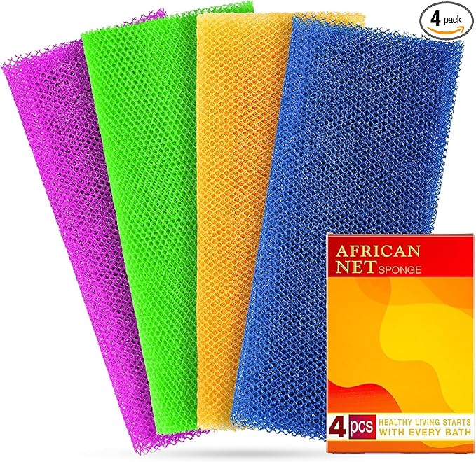 African Net Sponge for Deep Exfoliation – 4 Pieces African Net Sponge Authentic by SpiralScgv