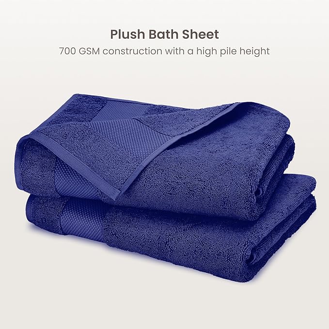 BIOWEAVES 100% Organic Cotton Bath Sheet Set of 2 | Soft Oversized Bath Towels - Image 2