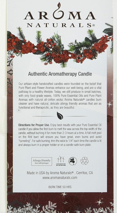 Aroma Naturals Holiday Orange, Clove and Cinnamon Essential Oil Scented Pillar - Image 3