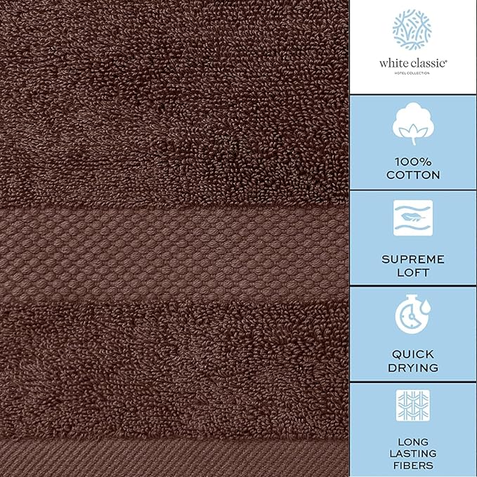 White Classic Luxury Brown Hand Towels - Image 7