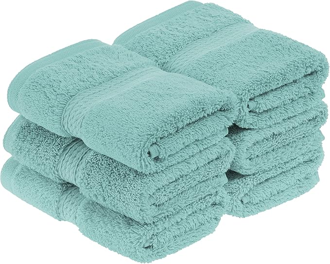 SUPERIOR Egyptian Cotton Pile Face Towel/Washcloth Set of 6, Ultra Soft Luxury by SUPERIOR