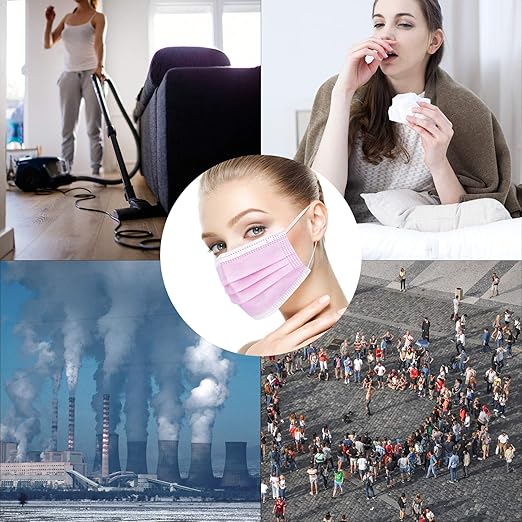 Borje Pink Disposable Face Mask 100 Pcs Pink Face Masks 3 Ply Protection Masks - Image 6