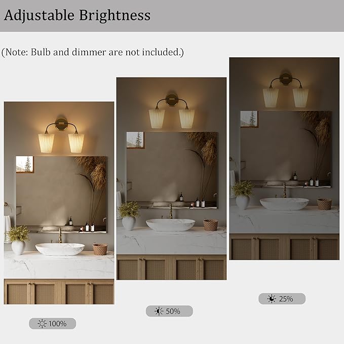 Bathroom Vanity Light with Fabric Shade, 2-Light Bathroom Vanity Light Over - Image 4