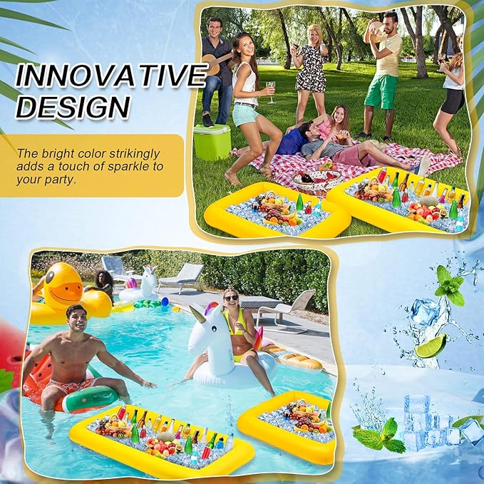 Leitee 4 Pcs Inflatable Ice Serving Bars Buffet Serving Tray Drink Cooler - Image 5