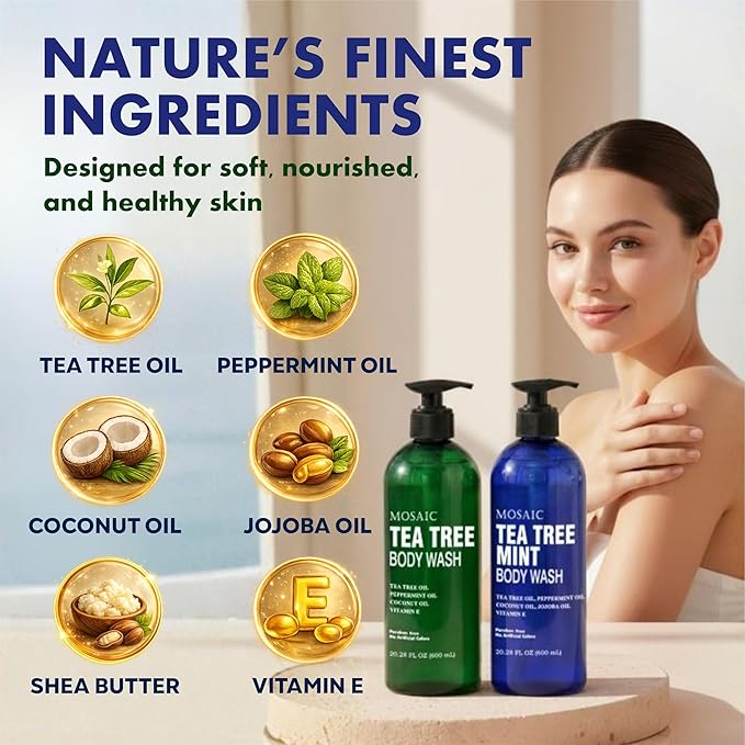 Tea Tree Body Wash with Mint & Shower Gel with Vitamin E - Image 2