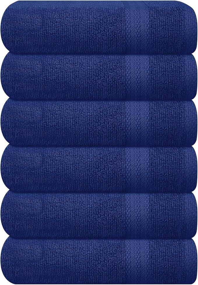 GLAMBURG Ultra Soft 6-Piece Hand Towel Set 16x28-100% Ringspun Cotton by GLAMBURG