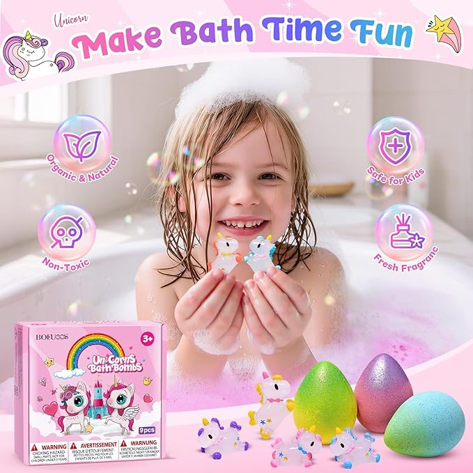 Unicorn Bath Bombs with Surprise Toys Inside, Birthday Mothers Day Gifts - Image 2