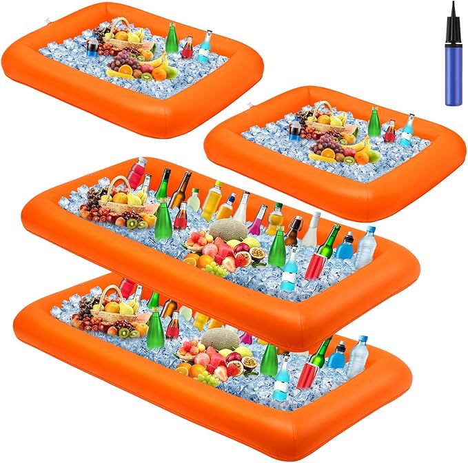 Leitee 4 Pcs Inflatable Ice Serving Bars Buffet Serving Tray Drink Cooler by Leitee