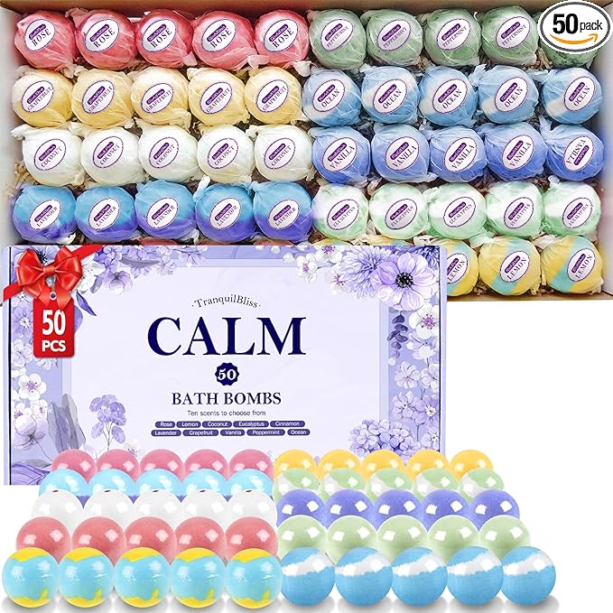 TranquilBliss Bath Bombs for Women, Natural Bubble Bathbombs, Dry Skin by Unknown