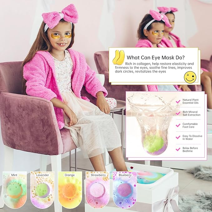 56PCS Spa Party Supplies For Girls, Spa Birthday Party Favors For 8 People - Image 3