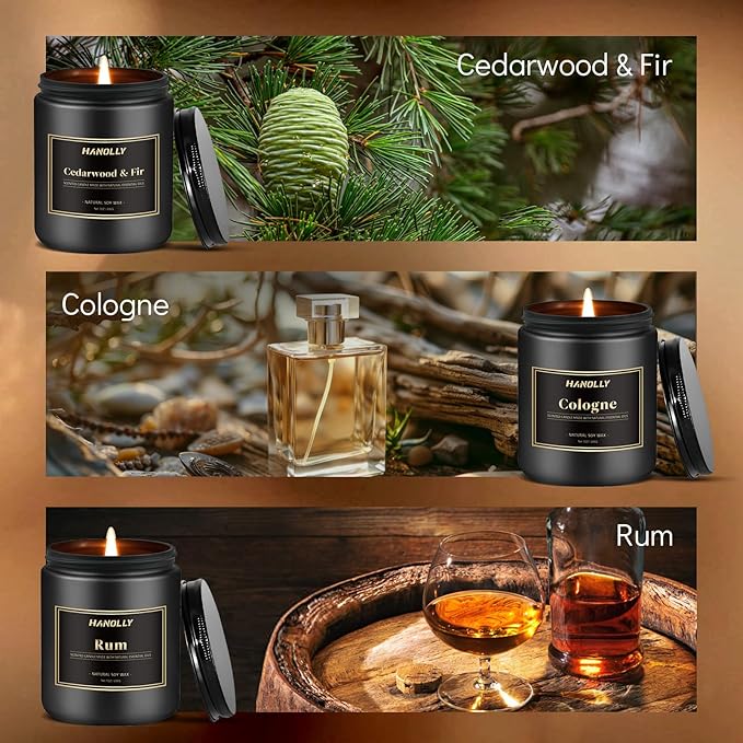 Mens Scented Candle Gift Set, 6 Pack Candles - Image 7