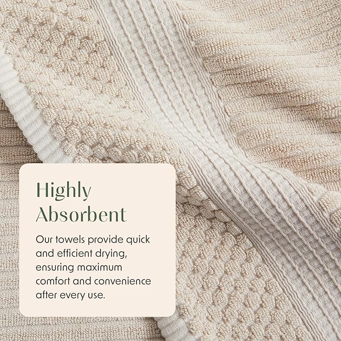 Springtree Home 100% Cotton Bath Towel Set of 4 | Super Soft & Absorbent - Image 9