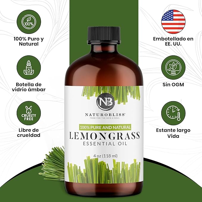 NaturoBliss 100% Pure Lemongrass Essential Oil Therapeutic Grade Premium Quality - Image 5