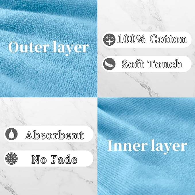 VOOVA & MOVAS Washcloths for Showering 6PC, 8.3x6.3 Inch, 100% Cotton Soft - Image 3