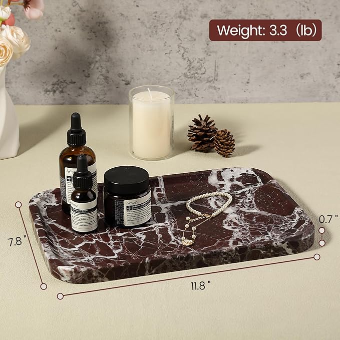 Marble Vanity Tray, 11.8in Stone Bathroom Tray - Image 5