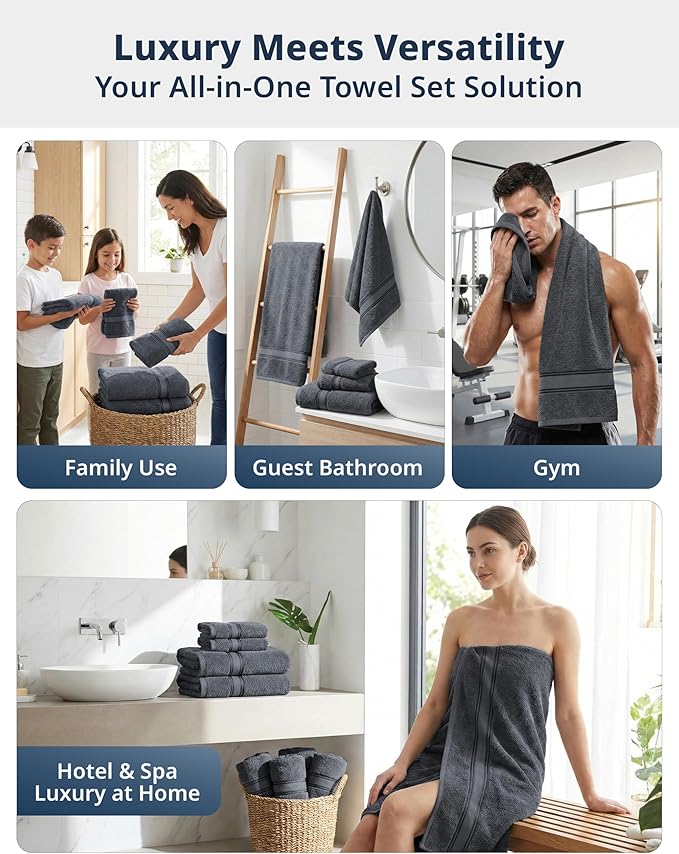 LANE LINEN 100% Mercerized Cotton Bath Towels Set of 18 – Zero Twist, 6 Bath - Image 5