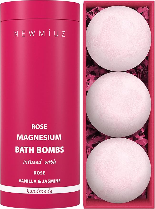 Magnesium Rose Vanilla Bath Bomb Mega Foaming Bubbles Infused by NewMiuz