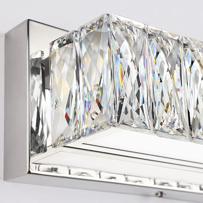 ZUZITO Modern Bathroom Light Fixtures Over Mirror 30 inch Crystal Chrome LED - Image 6