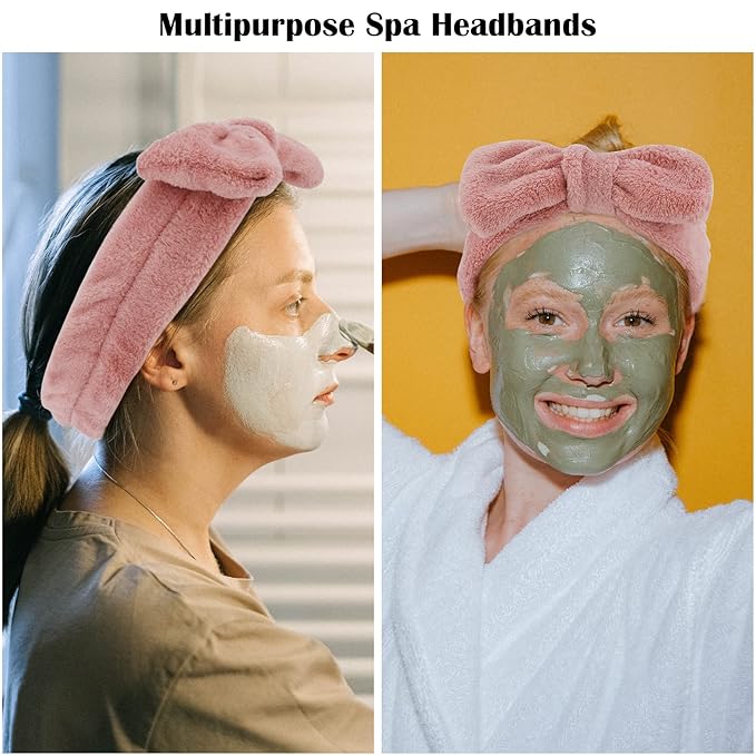 Ondder Spa Headband for Washing Face 8 Pack Dark Pink Skincare Headbands for - Image 4