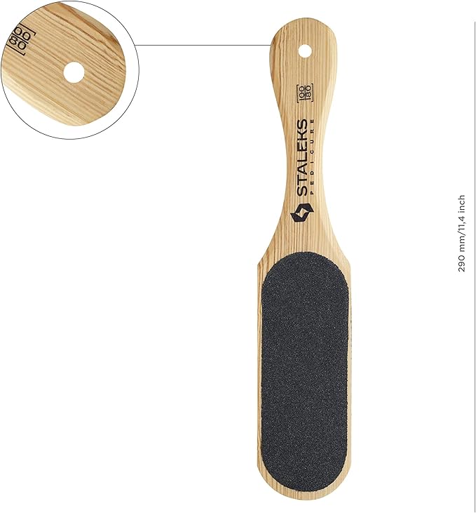 STALEKS Beauty & Care 10 Type 1 Wooden Foot File – Straight Natural Alder - Image 2
