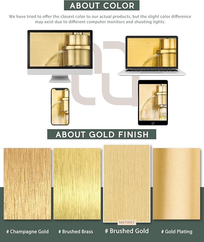 Bathroom Light Fixtures, 42 Inch Brushed Gold Vanity Lights - Image 2
