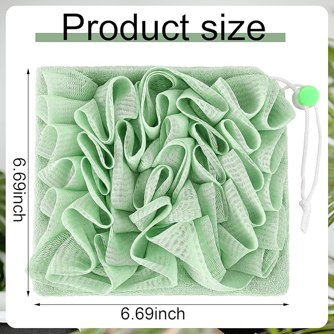 6 Pack Washcloth Loofah Combo 2 in 1 Drawstring Loofah Sponge - Image 2