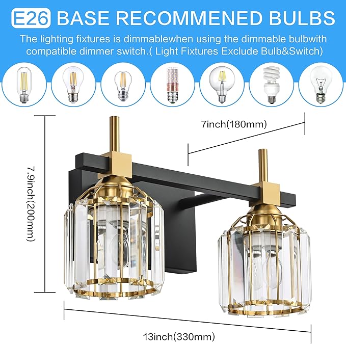 SOLFART Crystal Lights Over Mirror Bathroom Vanity Light Crystal Vanity Lights - Image 4