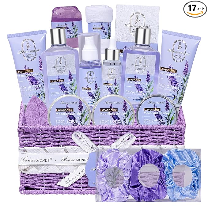 Spa Gifts for Women Bath and Body Lavender Gift Set, Spa Gift Basket for Self by Ariosemonde