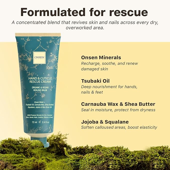 Onsen Hand & Cuticle Rescue Cream | Organic Nail Strengthener & Balm | Dry - Image 5