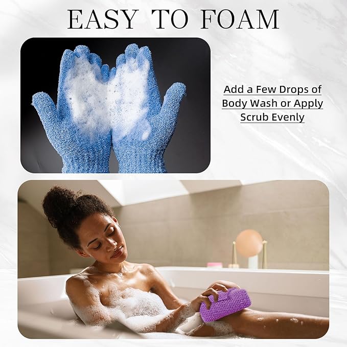 6 Pack African Bath Sponge Exfoliating Glove Set Nylon African Exfoliating Net - Image 6