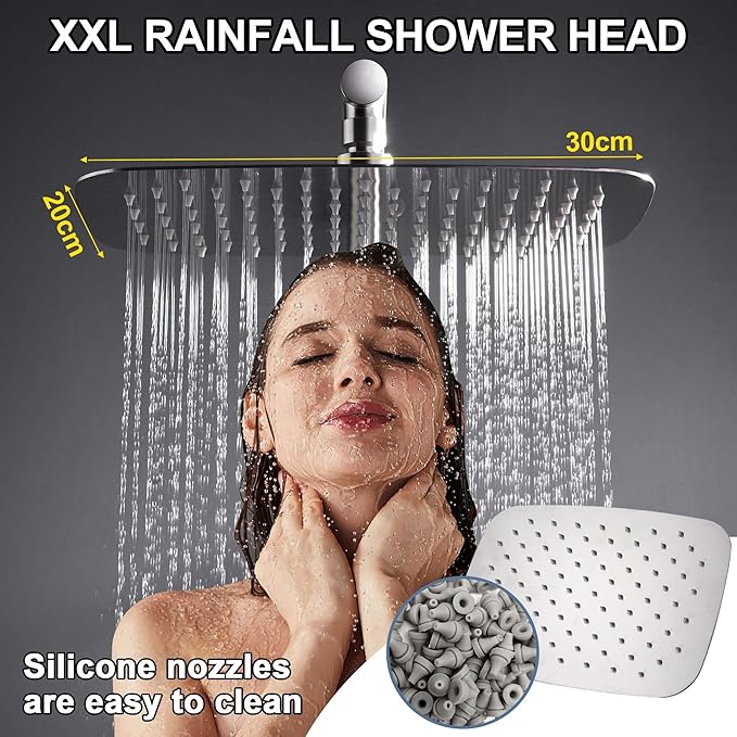 SonTiy Rain Shower Head with Handheld Spray and Shower Shelf, All Metal Shower - Image 3