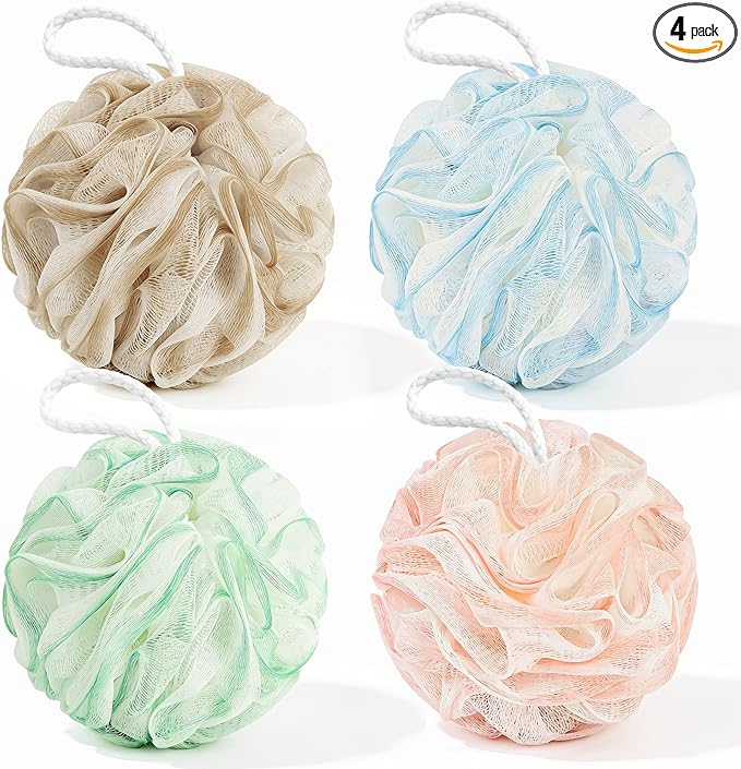 Yolaist Loofah Sponge 4 Pack, Exfoliating Body Scrubber by Yolaist