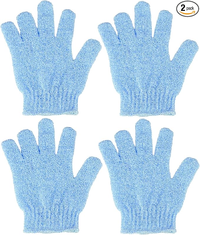 4 Pcs Shower Gloves, Exfoliating Gloves, Exfoliating Mitt, Exfoliating Body by CREHODEC