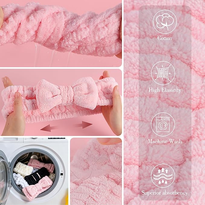 DiyJibb 9 Pcs Spa Headband for Washing Face, Skincare Headband and Wristband Set - Image 7