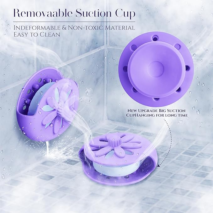 SHARLOVY Purple Shower Steamers Tray, Big Suction Cup Shower Steamer Tablet - Image 2