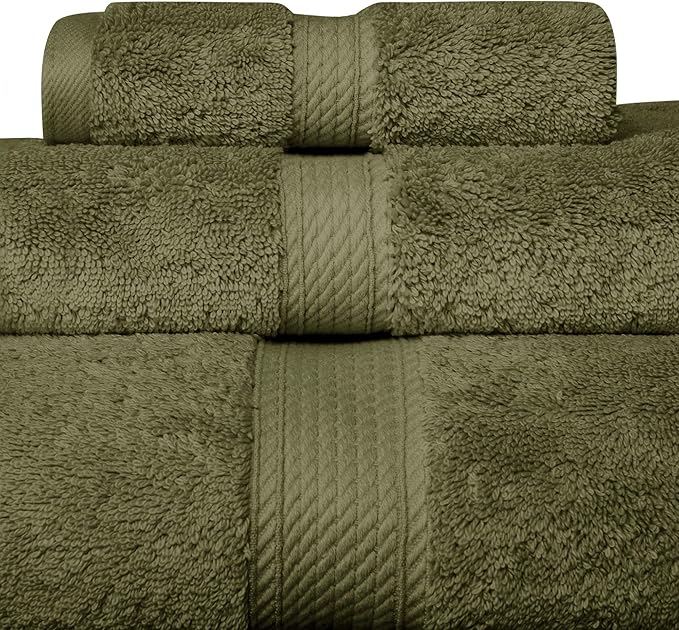 SUPERIOR Egyptian Cotton Pile 3 Piece Towel Set, Includes 1 Bath, 1 Hand - Image 4