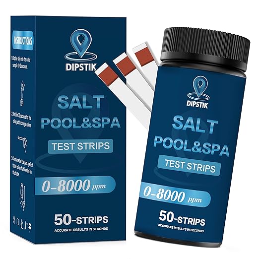 Saltwater Pool Test Strips, 0-8000 ppm, Salt Test Strips Kit by DIPSTIK