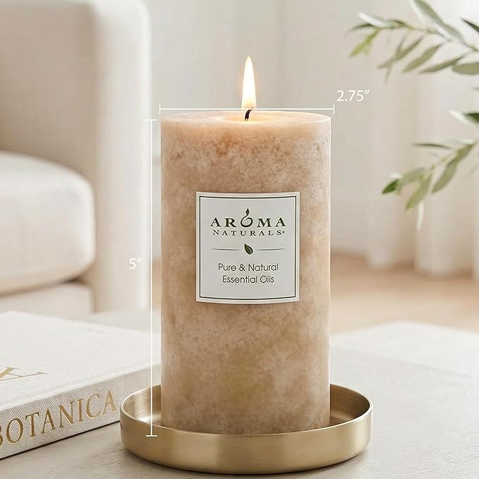 Aroma Naturals Ginger and Clove Essential Oil Beige Scented Pillar Candle - Image 8