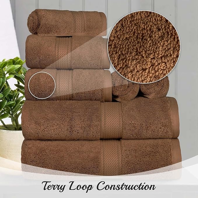 SUPERIOR Egyptian Cotton Pile 8 Piece Towel Set, Includes 2 Bath, 2 Hand - Image 10