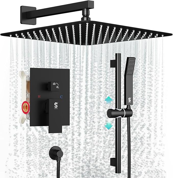 SR SUN RISE 12 Inch Slide Bar Shower Faucet Luxury High Pressure Shower Heads by SRSUNRISE