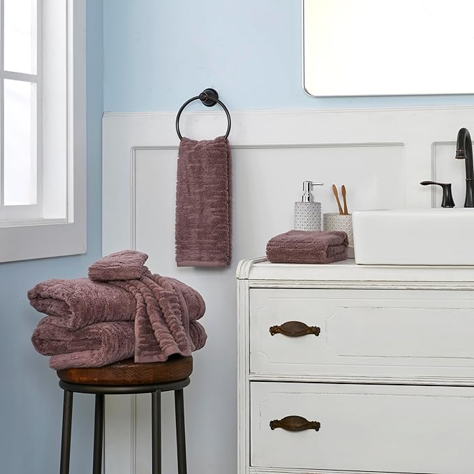 SKL Home CloudSoft Cotton Luxury 4-Piece Washcloth Set, Soft Plum - Image 4