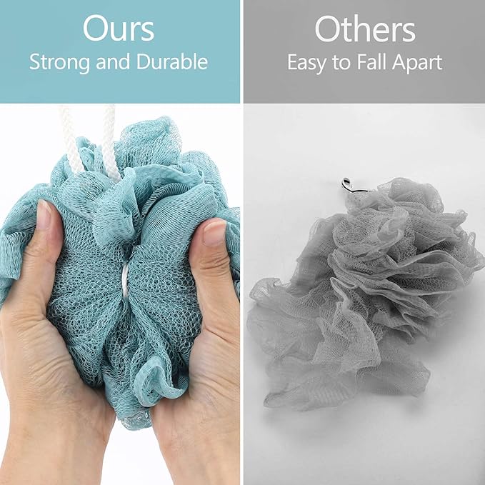 BTYMS Loofah Sponge 60 Gram Shower Pouf Bath Scrunchies Shower Puff Exfoliating - Image 3
